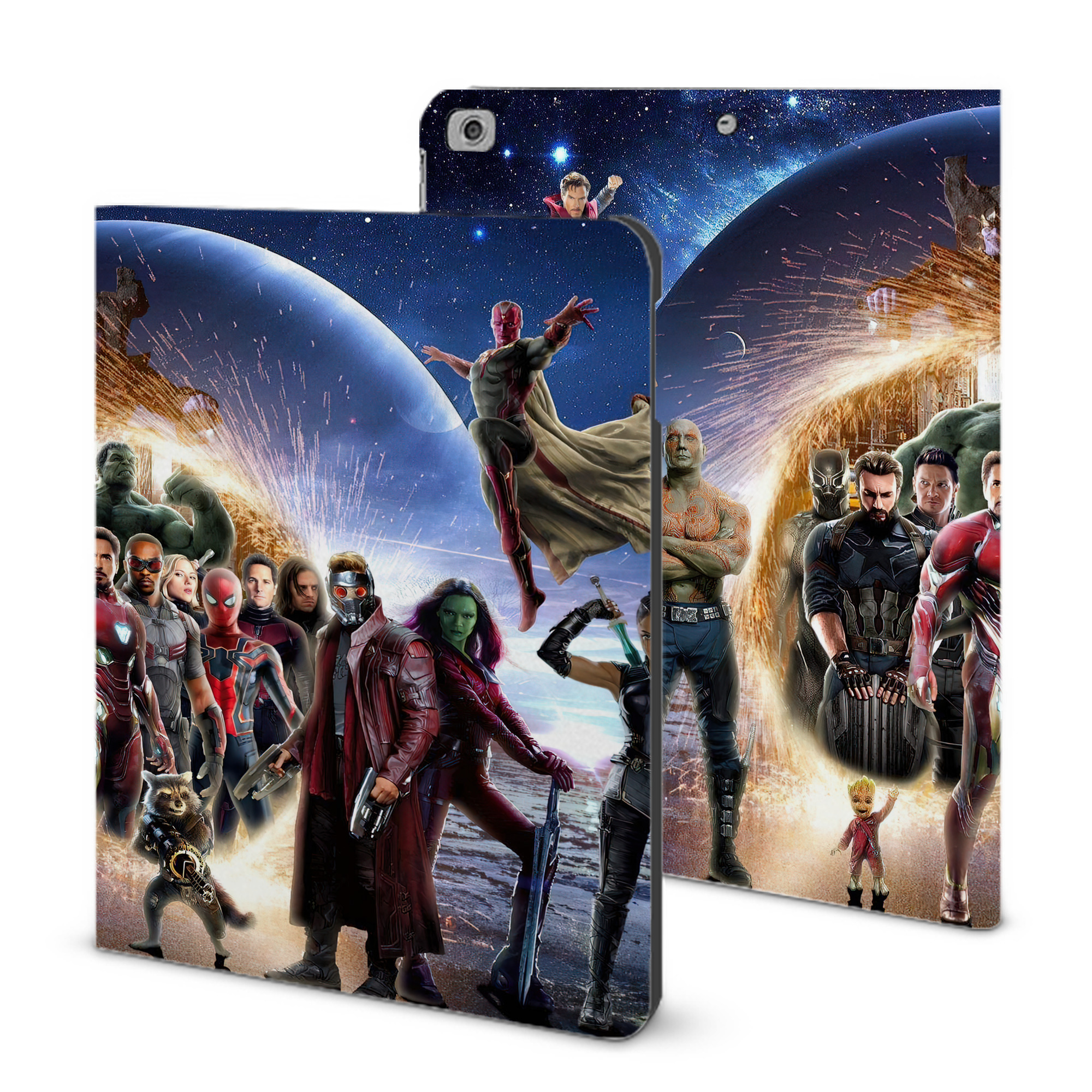 （画像用） アベンジャーズ The Avengers IPad ケース ブック型 PUレザー TPU 耐衝撃 軽量 薄型 ペン収納なし 全面保護 IPad 各モデル対応